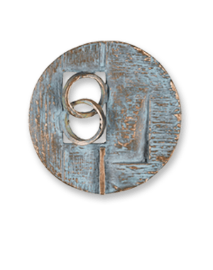 Ornament med ringer i bronse fra Sigvartsen Steinindustri
